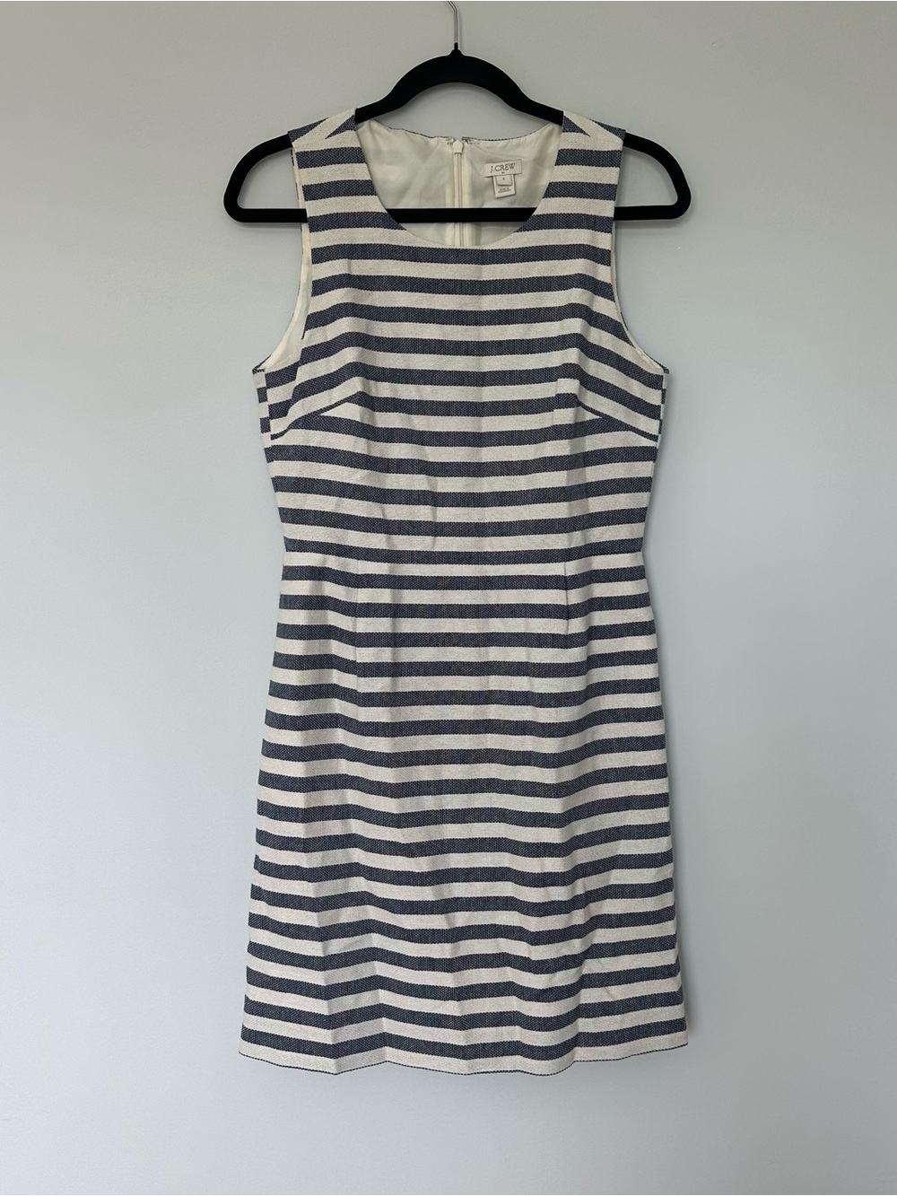 J Crew striped Sheath Dress Sleeveless Pockets 6 Coastal Beach Nautical Preppy
